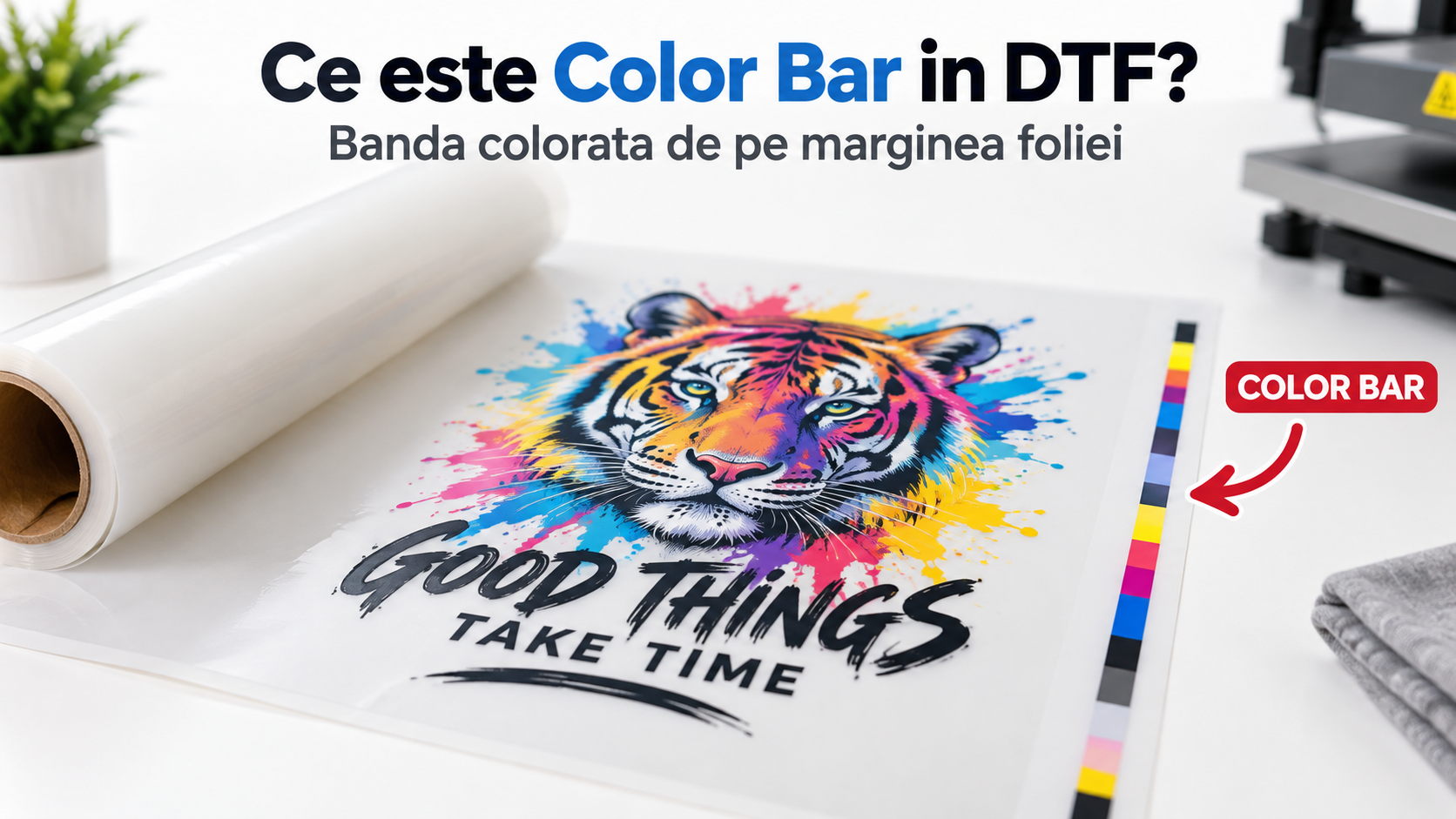 Color Bar DTF - banda colorata pe marginea foliei pentru mentinerea duzelor active