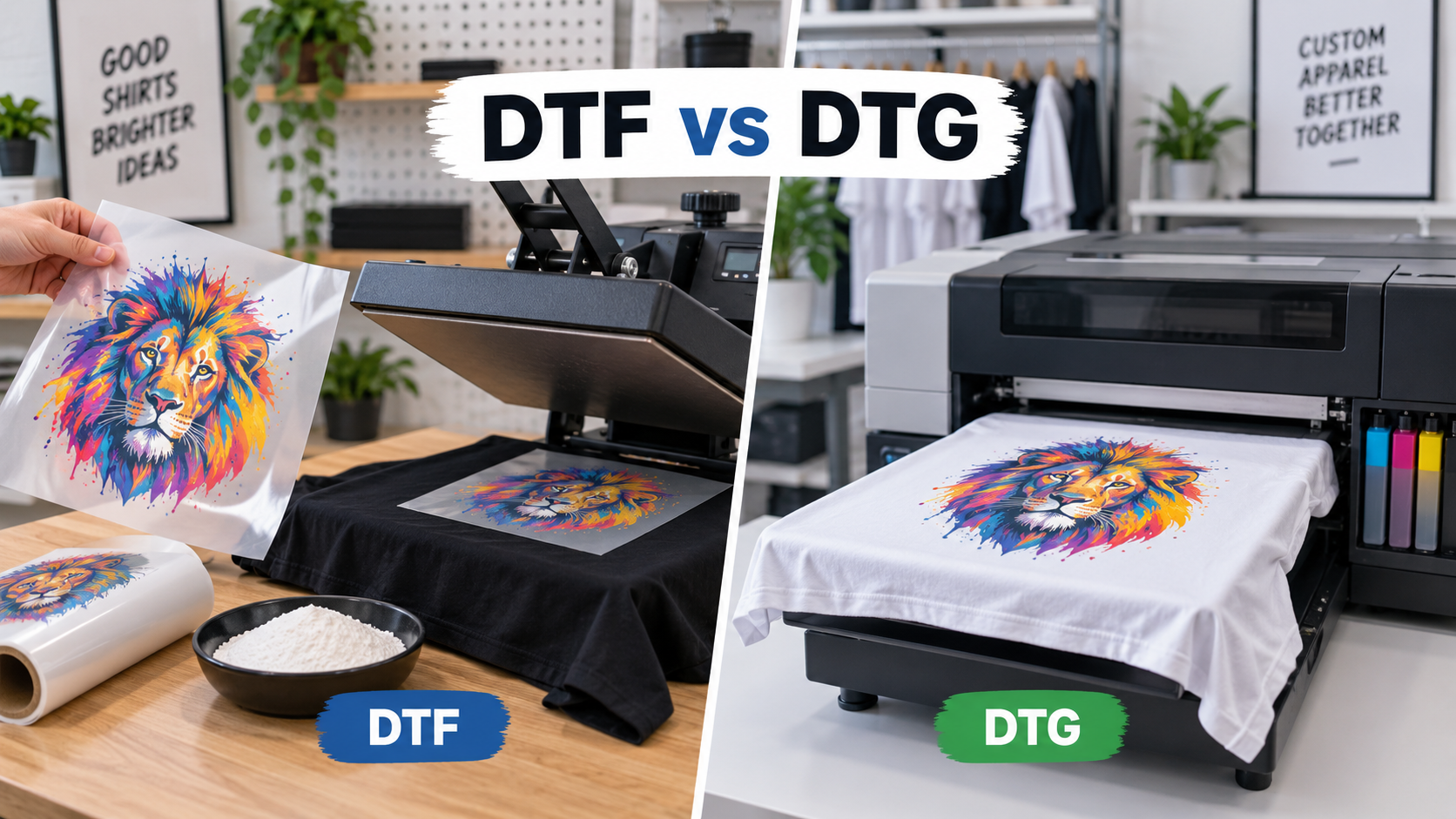 DTF vs DTG - diferente intre imprimarea DTF pe folie si imprimarea DTG direct pe tricou